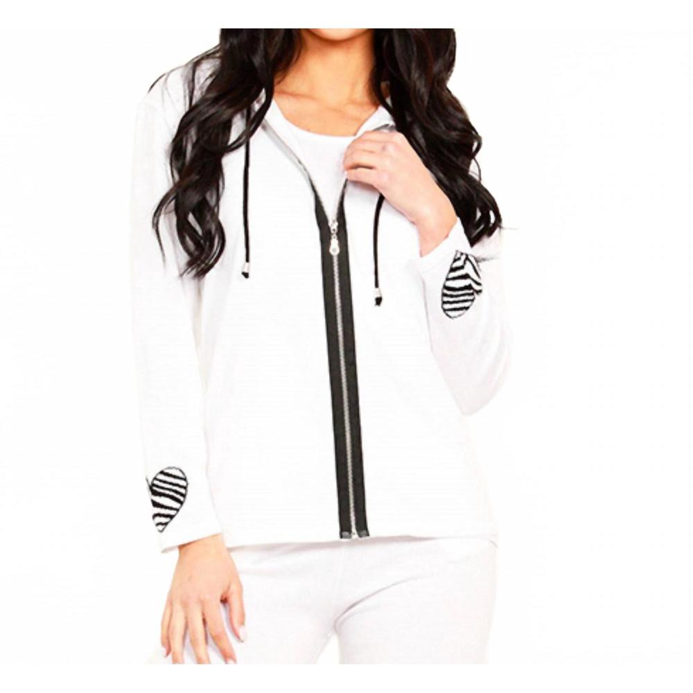 NEW ANGEL APPAREL love zip hoodie in white